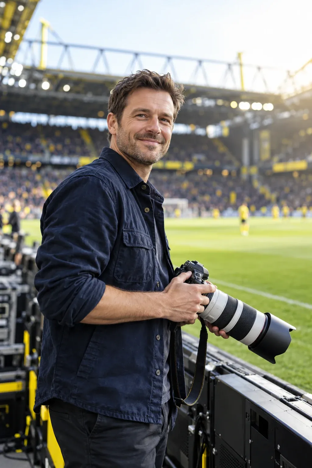 Photographer with a camera at the sideline